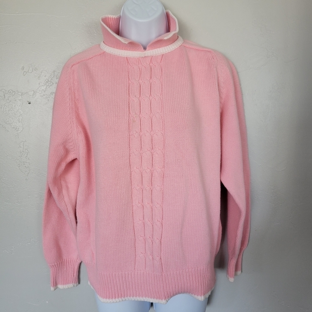 Kari Incorporated Vintage Large Light Pink Knit Sweater Collared Spring Summer